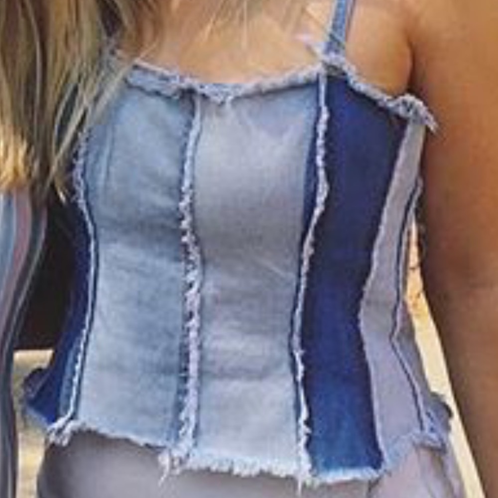 Denim corset top freyed tank
